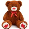 BEJOY Orsacchiotto gigante di peluche 234 cm, grande orso in peluche con cuore rosso d'amore per fidanzata e bambini, Festa di San Valentino, 91 cm marrone