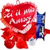 NARAMAKI® Idea Regalo Fidanzata e Fidanzato - 37,5gr Baci Perugina + Cuscino a Cuore Sei il mio amore + Rosa Luminosa - Regalo Donna |Uomo