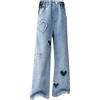 Generico Pantaloni Bambino Baggy Jeans Donna Pantaloni Jeans da bambina Pantaloni larghi con vita elastica Jeans per bambini 4 14 anni Pantaloni Cargo Donna Pantaloni Tuta Bambina (Black, 14-15 Years)