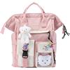 DKIIL NOIYB Zaino Kawaii con ciondolo orso e accessori Kawaii di grande capacità Kawaii borsa da scuola accessori per borse zaini moda donna borsa da scuola giapponese per cosplay 38 cm, rosa, 38 EU