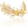 IYOU Sposa Matrimonio Cerchietto Oro Perla Foglie Corona Diadema Elfico Cospalia Costume Halloween Accessori per Capelli per Donne