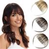 Luxiremi Remy, extension con clip in pony, capelli veri, 100% Remy, sottili fringe bangs, con tempie, biondo dorato scuro, clip pony, per donne e donne