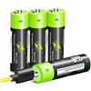 HITRENDS Lithium AA Pile Batteries [4 Pezzi], 1,5 V/1250 mAh Doppia A Ricaricabili USB, 4-in-1 micro USB Charging Cable & Ricarica Rapida 1,5 h, 3000 Cicli di Ricarica Riciclabile Batteria