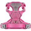 COMSLE Pettorina Cane Taglia Grande Media Piccola, Pettorina Cane ad h Riflettente, Pettorina Anti Tiro per Cani Regolabile con Doppio Anello, Imbracatura Cani Traspirante, Rosa, S
