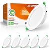 ALUSSO Faretti LED da Incasso per Cartongesso, Ultrasottili 7W IP44 3000K Bianco Caldo Faretti LED Soffitto, AC220-240V, Diametro Foro Ø90-100mm, Rotondo Bianco, Set di 6