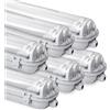 Daromigo Lampada a LED per ambienti umidi 150 cm, Plafoniera LED Garage 2 x 24 W 4080 lm, Bianco freddo Plafoniera a tubo T8 LED doppio, Plafoniera impermeabile IP65 per Parete, Officina (6 pezzo)
