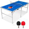 FCOUMY Tavolo da ping pong pieghevole da interno Tavolo da ping pong portatile con rete, palline, racchette, blu 180 x90 x76 cm