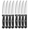 AUSYIWI Set di coltelli da bistecca seghettati serrati, 8 pezzi, acciaio inossidabile di alta qualità, manico ergonomico, compatibile con lavastoviglie, colore nero