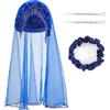 Bohend Cappello Turbante Donna Fiore Strass Beaded Headwrap Beanie Pre Tied Pleated Foulard Bonnet Tassel Veil Head Cover Cap (Blu)