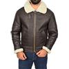 House Of Leather Giacca di Pelle di Pecora Uomo Reale Bianco Shearling Foderato Top Gun Stile Aviatore Oscar Marrone (Medium)