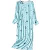 DSKK Camicia da Notte da Donna Cotone Pigiama Manica Lunga Allentata Pigiameria Lunghe Abito da Notte, Pigiama da Donna (Verde,M)