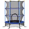HOMCOM Trampolino Elastico per Bambini Ø1.6x1.9 m con Rete di Sicurezza e Pali Imbottiti, Età 3-10 Anni, Blu