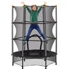 HOMCOM Tappeto Elastico per Bambini con Rete di Sicurezza e Pali Imbottiti Età 3-10 Anni, Ø140 x 190 cm, Nero