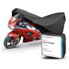 WALSER telo coprimoto M in robusto PVC, Premio Molto Buono* telo impermeabile, telo compatibile con vespa/scooter/motorino, moto, copertura moto per esterno, telo coprimoto nero 215x95x120cm
