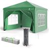 VOUNOT Gazebo Pieghevole 3x3m Impermeabile, Tenda Esterno Resistente con 4 Pareti Laterali, 4 Sacchi di Sabbia e Sacca di Trasporto, Padiglione Pop up da Giardino, Verde