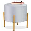 Relaxdays Sgabello Pouf da Salotto e Camera Letto, Poggiapiedi Imbottito, Sedia Velluto e Metallo, HxD: 39x37 cm, Grigio