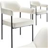TecTake® Set 2 Sedie Sala da Pranzo, Sedie Moderne con Gambe in Acciaio, Sedia Ergonomica, Sedie da Cucina Antiscivolo, Ideali per Soggiorno e Sala da Pranzo - Tessuto, Bianco Avorio/Nero