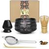 Artcome Kit per cerimonia del tè giapponese, ciotola tradizionale per matcha, frusta, paletta da tè, colino in polvere, set da tè matcha per preparare latte Usucha, Koicha e Matcha (nero)