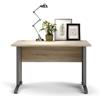Dmora - Scrivania Albertine, Scrittoio multiuso, Tavolo per ufficio porta PC, Piano di lavoro, 120x80 h75 cm, Grigio e Quercia