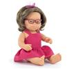 Miniland Bambola caucasica femmina con sindrome di down e occhiali di 38cm. Realizzata in Spagna con aroma di vaniglia. Anatomicamente corretta. Collezione My Friends & Me