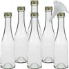 mikken 6 piccole bottiglie di vetro da 200 ml da riempire + 1 imbuto