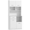 HOMCOM Mobile Dispensa in Legno con Cassetto, 4 Armadietti e 3 Ripiani Aperti, 80x35x180 cm, Bianco