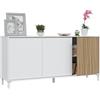 Fores Mobile Credenza 3 Ante Con Ripiani Interni E Piedini Ethna Bianco E Rovere Listato