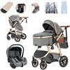 Lnhcrbs Passeggino Trio, Passeggino Ompacte Con Maniglia Regolabile In Altezza e Ompacte Compatto Dotato Di Seggiolino Auto, Zanzariera, Borsa Per La Mamma e Portabicchieri, Per 0-4 Anni
