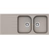 SCHOCK | Lavello Cucina Lithos D200 2 Vasche con Gocciolatoio, Vasca Reversibile, Materiale Cristalite®, Grigio Tortora, 1160x500mm