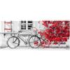 Lupia - Quadro Moderno Brillant con Glitter Bike BOUGANVILLE Red | Stampa su Tela Poliestere | Decorazione Artigianale Italiana, Arte da Parete per Soggiorno e Ufficio | 52x122 cm, Telaio Legno