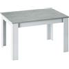 Fores Tavolo allungabile da pranzo rettangolare in legno 140-190x90 cm Kendra Cemento/Bianco