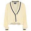 Bridgeport Cardigan da Donna con Scollo a V Incrociato, con Inserti a Contrasto, Colore Bianco, Taglia M/L Maglione, M