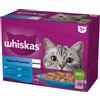 WHISKAS Adult in bustina 12x85g Selezione di Pesce cibo umido in gelatina per gatti adulti salmone, tonno, merluzzo, pesce bianco