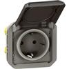 LEGRAND, Plexo 069571L - Presa per ambienti umidi, standard Schuko, con coperchio ribaltabile, protezione da contatto, morsetti a incastro, 16 A, 250 Volt, IP44 - IK08 (IP55 con coperchio chiuso),