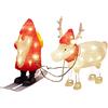 Konstsmide 6239-103 - Gnomo di Natale in acrilico con renna, 40 diodi bianchi caldi, 24 V, esterno (IP44), cavo bianco - 6239-103