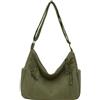 VOKUVIKU Borsa a tracolla unisex, grande da donna, in tessuto, per uso quotidiano, ufficio, scuola, viaggi, verde