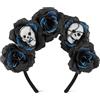 Epokus Capelli Fascia Fiori,Cerchietto Fiori,Corona Fascia Capelli,Ghirlanda Copricapo Fascia per Dia De Los Muertos Matrimonio Damigella d'Onore Sposa Corona Fiore(Nero)