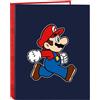 safta SUPER MARIO TRICK - Cartella con fogli 4 anelli, ideale per bambini di diverse età, comoda e versatile, qualità e resistenza, 26,5 x 33 cm, blu scuro/rosso, M, Casual