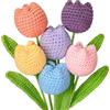 DEMIUKO 6 Pezzi Uncinetto Tulipano Artificiale Fiori Finti Finito Uncinetto Crochet Fiori Set Uncinetto Piante Finti Tulipano Bouquet Fiori Regalo per Gli Amici Famiglia Ufficio Vaso Decorativo
