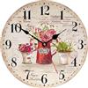 TAHEAT 30 cm Vintage Fiori Orologio da Parete, Silenzioso Non ticchettio Orologi, Legno Floreale Shabby Orologio da Parete per Cucina/Bagno/Soggiorno/Sala da Pranzo