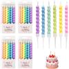Dewfigs ㅤ 24 Pezzi Candele Compleanno Macarons Candeline Torta, Multicolore a Spirale con Supporto, Candeline per Compleanno, Candele Decorazione per Baby Shower Anniversari Feste di Matrimonio Halloween Natale