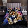 Loussiesd Copriletto leopardato Galaxy per bambini ragazzi ragazze giallo Safari ghepardo trapunta set spazio esterno animale glitter decorazione letto decorazione camera Decor 2 pz formato170X230cm