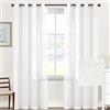 Tenger Home 2 pezzi Tende di lino Tende Finestre con Occhielli, Tenda a Pannello Traslucido Tende Moderne a Vela Trasparente Adatte per Porte Balcone Soggiorno Camera da Letto (Bianco, 150x150 cm)