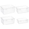 BENECREAT Scatola Portaoggetti per Perline In 4 misura, Contenitori Rettangolari In Plastica Trasparente PP, Custodia Antipolvere con Coperchio Incernierato per Carte, Perline e Forniture Artigianali