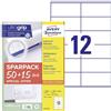 AVERY Zweckform 6175-65 - Adesivi per indirizzi (600 più 180 etichette adesive extra, 105 x 48 mm su A4, carta opaca, etichette per il mittente stampabili, etichette autoadesive con ultragrip), 65
