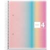Miquelrius - Quaderno a Spirale A5 Righe 7 mm, 120 Fogli, West Bay | Carta Extra Opaca 70 g/m² Microperforata, 4 Bande di Colore, 2 Fori, Copertina in Polipropilene Traslucido, Aurora
