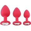 ELLENNE PLUG ANALE SILICONE MEDICALE DILATATORE ANO EROTICO DIAMANTE DILDO J130 (Small, Rosso)
