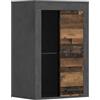 xonox.home Wohnen Jam X8BB4T40 - Vetrina decorativa in vetro con effetto legno antico e matera, ca. 600 x 86 x 35 cm
