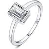 JewelryPalace 1ct Anello Solitario Donna Argento 925 con Creato Moissanite, Diamante Simulato Anelli con Pietra a Taglio Smeraldo, Semplice Fedine Fidanzamento in Argento Set Gioielli Donna 9.5