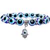 Diamday 12 Pezzi Malocchio Perline Bracciale per Donna Uomo 7 Chakra Hamsa Tacchino Blu Charm Stretch Bracciale Hamsa Mano di Fatima Amuleto Gioielli per Protezione Benedizione